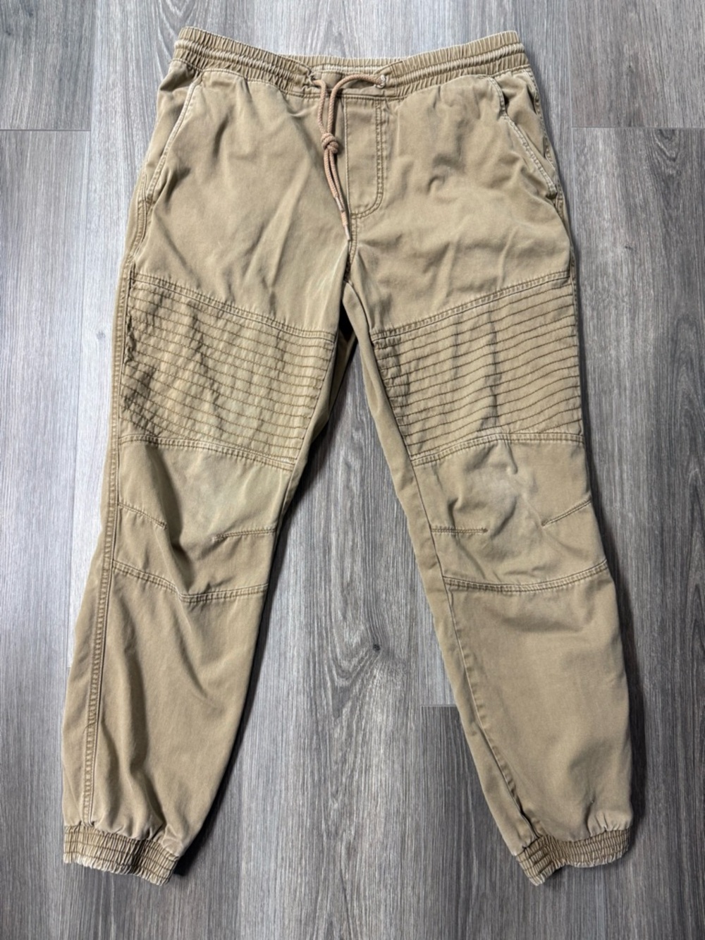 American Rag Khaki Twill Moto Relaxed Fit Jogger Pant Comfort Waist Mens Medium